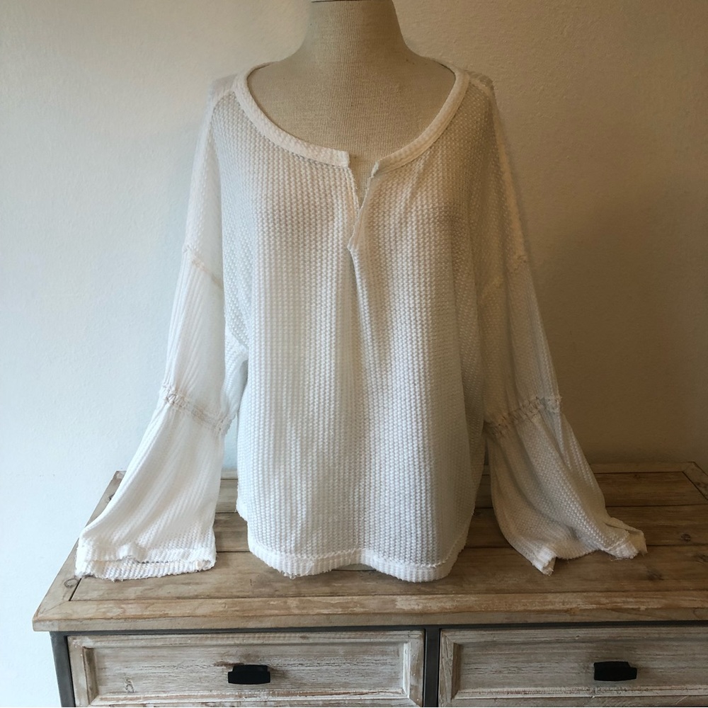 We the Free Cream Long Sleeve Top Size Large
